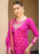 Ruritanian Banarasi Silk Pink Woven Trendy Salwar Suit