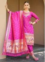 Ruritanian Banarasi Silk Pink Woven Trendy Salwar Suit