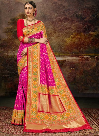 Ruritanian Banarasi Silk Weaving Magenta and Multi Colour Silk Saree
