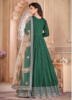 Ruritanian Embroidered Green Tafeta Silk Salwar Suit