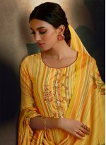Ruritanian Embroidered Pashmina Yellow Trendy Palazzo Suit