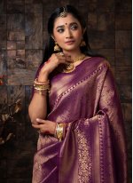 Ruritanian Raw Silk Purple Fancy Designer Traditional Saree