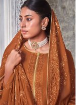 Rust Embroidered Designer Palazzo Suit