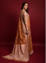 Rust Weaving Banarasi Silk Classic Saree