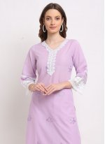Salwar Suit Embroidered Cotton in Lavender