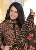 Salwar Suit Printed Pashmina in Brown