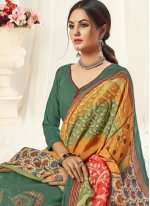 Salwar Suit Printed Pashmina in Green