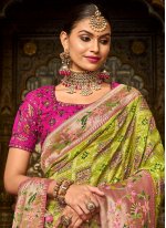 Saree Embroidered Silk in Green