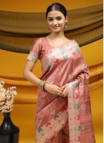 Saree Meena Tussar Silk in Peach
