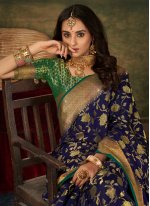 Saree Swarovski Silk in Multi Colour