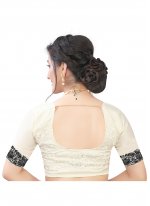 Satin Classic Designer Saree in Off White
