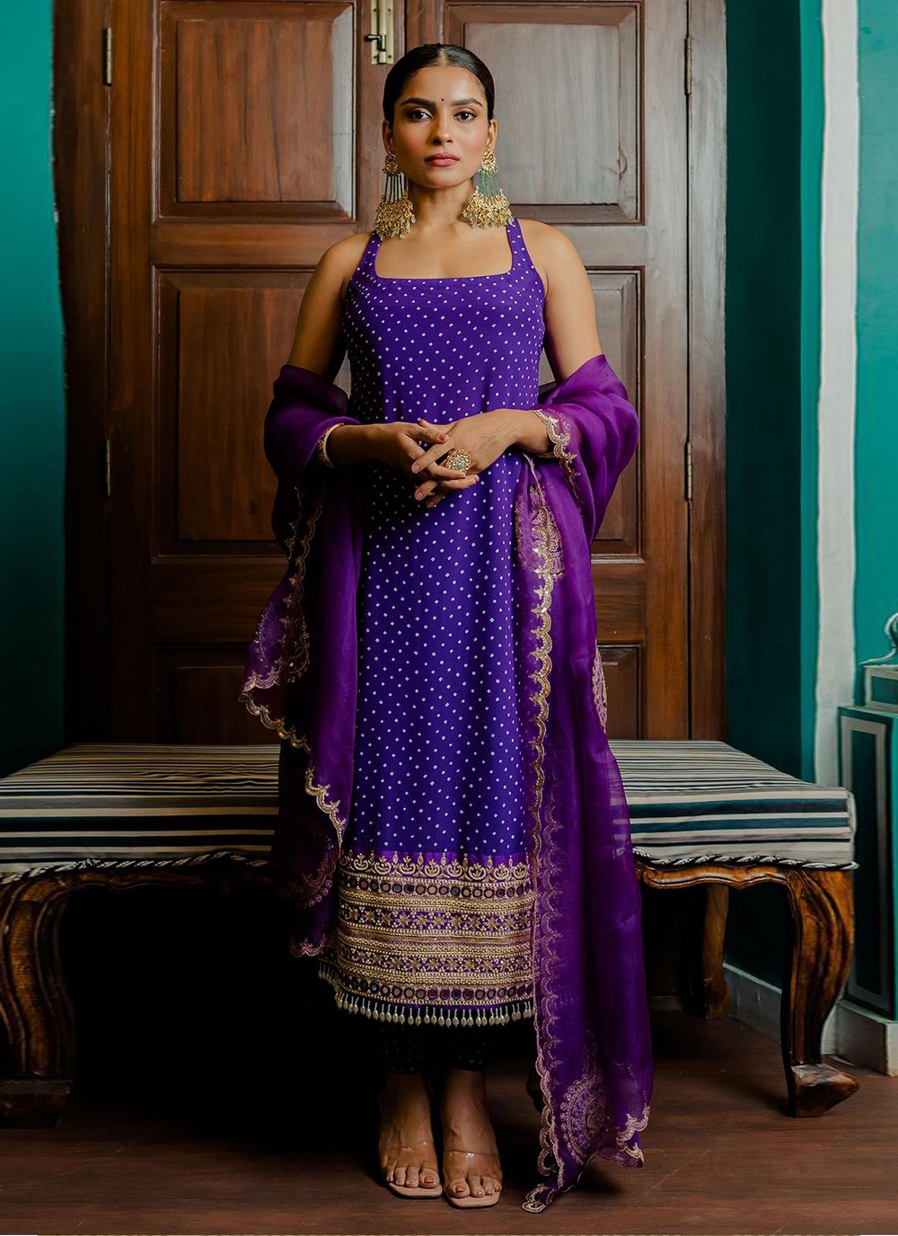 Purple Evening Palazzo Salwar Suit In Silk SHYS65702A – ShreeFashionWear