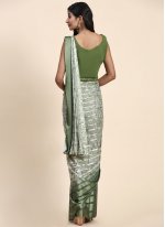 Satin Silk Embroidered Green Classic Saree