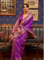 Satin Silk Purple Saree