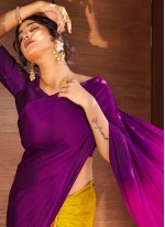 Satin Silk Saree in Multi Colour