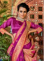 Satin Silk Trendy Saree in Magenta