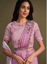 Satin Silk Trendy Saree in Pink