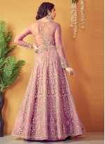 Savory Pink Mehndi Designer Floor Length Suit