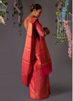 Savory Pink Weaving Silk Traditional Designer Saree