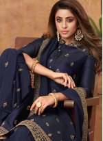 Scintillating Blue Silk Designer Pakistani Salwar Suit