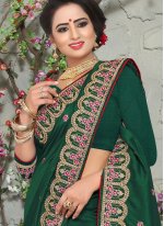 Scintillating Embroidered Art Silk Green Designer Traditional Saree