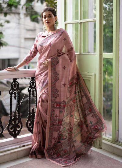Scintillating Weaving Pink Casual Saree
