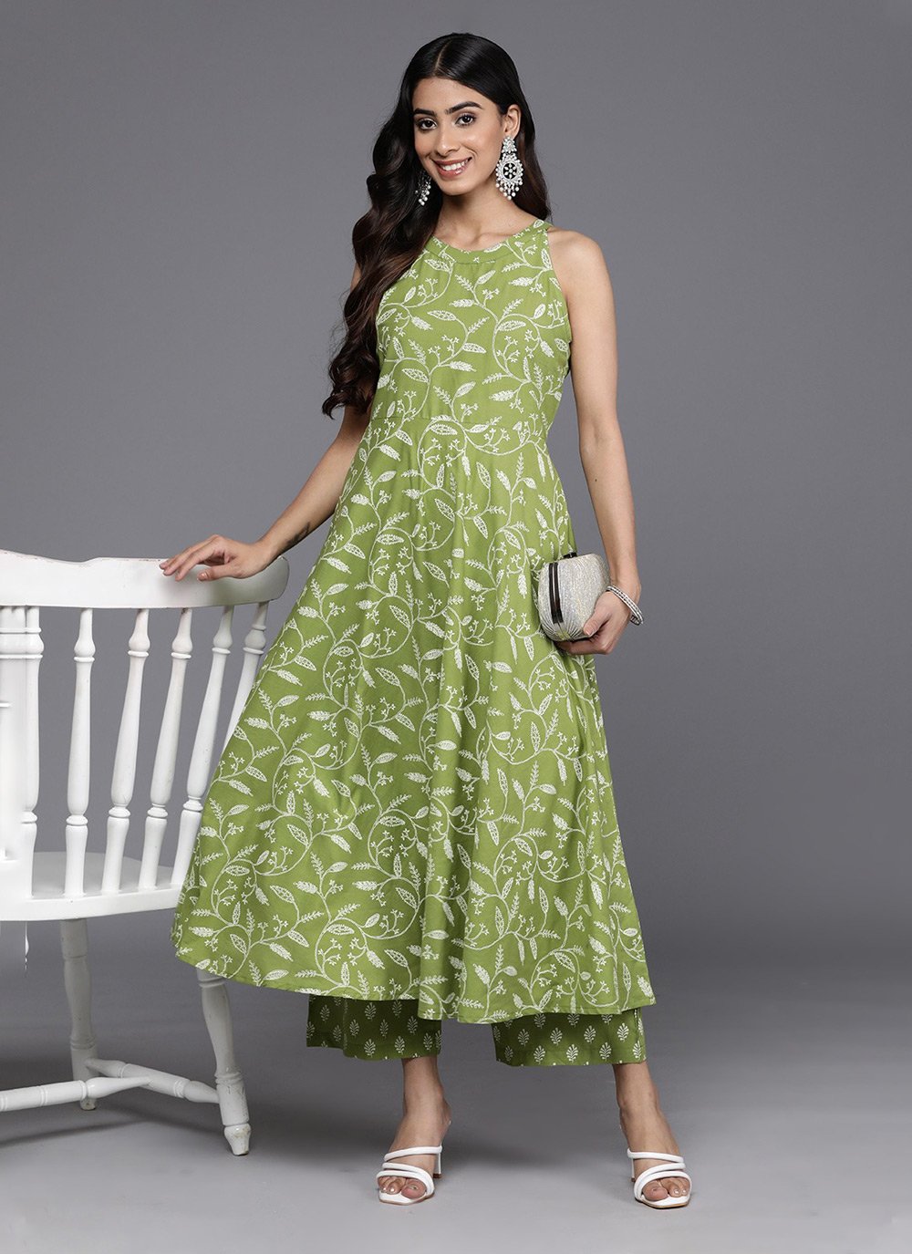 Sea Green Color Party Wear Kurti -