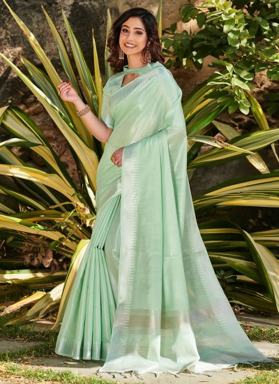 Sea Green Color Traditional Saree