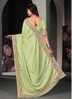 Sea Green Embroidered Contemporary Style Saree