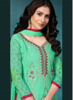 Sea Green Embroidered Festival Churidar Suit