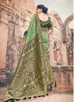 Sea Green Embroidered Wedding Contemporary Style Saree