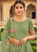Sea Green Georgette Embroidered Trendy Salwar Suit