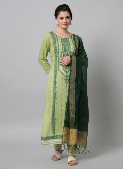 Sea Green Printed Casual Salwar Suit