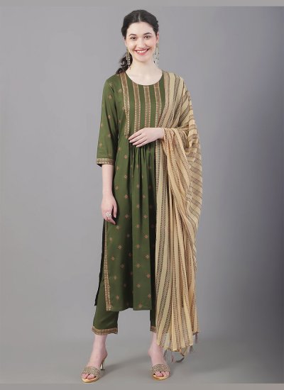 Sea Green Rayon Ceremonial Readymade Suit