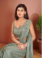 Sea Green Sequins One Minute Saree