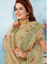 Sensible Embroidered Beige Classic Saree