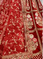 Sensible Red Thread Velvet Lehenga Choli