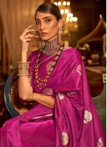 Sensible Satin Purple Weaving Trendy Saree