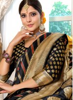 Sensible Weaving Banarasi Silk Black Traditional Saree