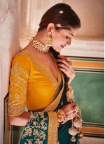 Sequins Crepe Silk Classic Designer Saree in Rama