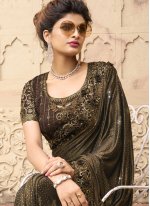 Sequins Imported Saree in Brown
