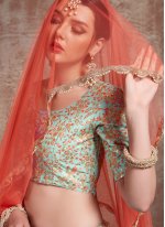 Sequins Net Trendy Lehenga Choli in Turquoise