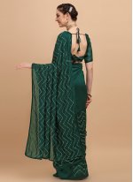 Sequins Vichitra Silk Contemporary Saree in Green