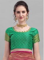 Shaded Saree Weaving Banarasi Silk in Green and Pink