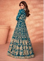 Shamita Shetty Beads Turquoise Net Bollywood Salwar Kameez