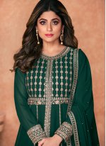 Shamita Shetty Ideal Green Readymade Designer Salwar Suit