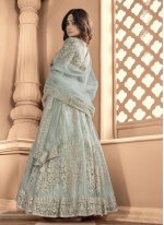 Shamita Shetty Net Blue Floor Length Anarkali Suit 
