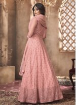 Shamita Shetty Net Pink Floor Length Anarkali Suit 