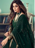 Shamita Shetty Ruritanian Green Designer Floor Length Suit
