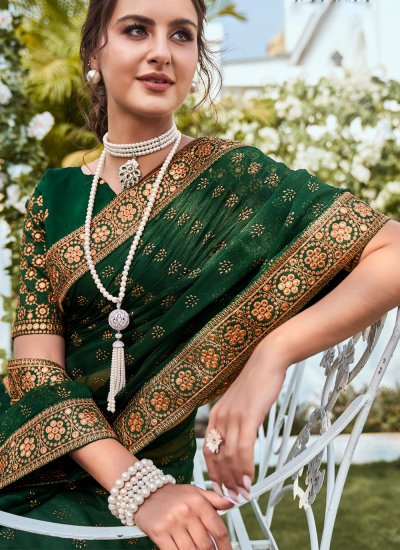 Shimmer Green Designer Saree